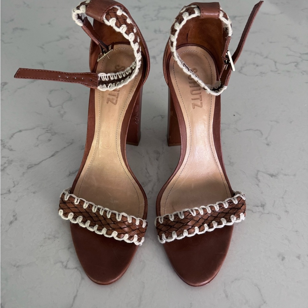 Schutz Brown Leather Women's Heels